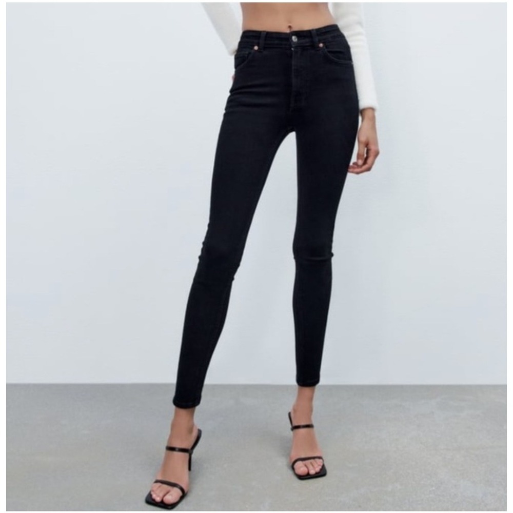 NEW Zara Jeans Hi-Rise Vintage Skinny Ankle Length Black Size 6 28
